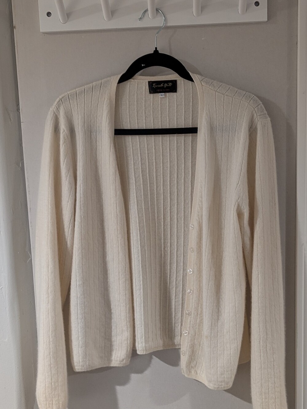 Karen Millen Cream Ribbed Button-Down Cardigan